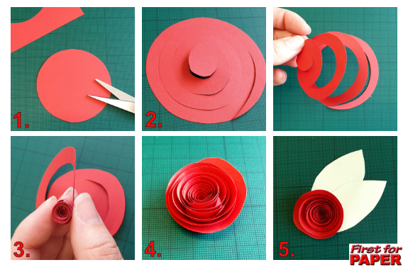 Simple rolled paper rose tutorial pictures
